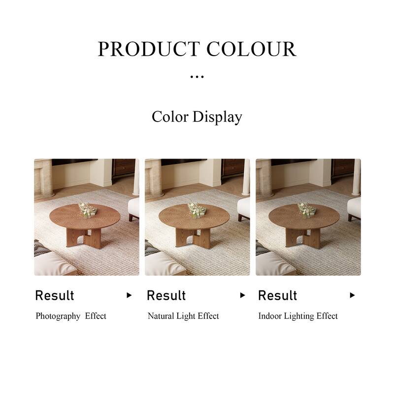 GDFStudio - Rustic 31.5" Free-Form Coffee Table with Ash Wood Veneer & Pedestal Base for Small Living Room