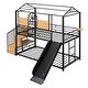 preview thumbnail 7 of 11, House-shaped Metal Bunk Bed with House Roof Frame, Twin Over Twin Bed, Storage Stair and Slide for Teens Children Playhouse Bed