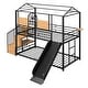 preview thumbnail 31 of 33, Twin Over Twin Metal Bunk Bed, Housebed with Slide and Storage Stair