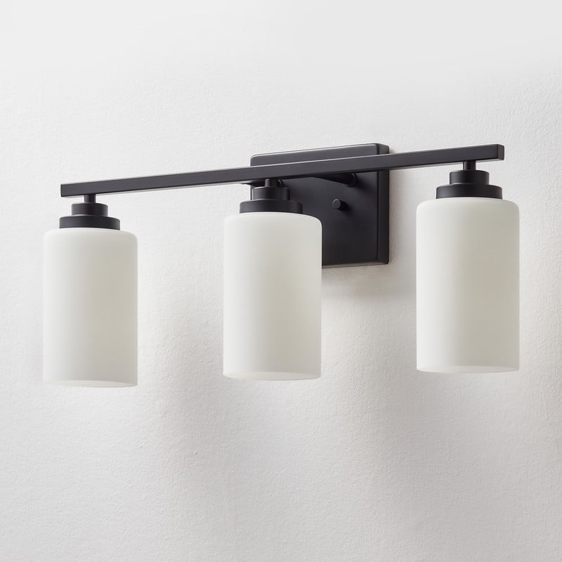 KAWOTI 3-Light Dimmable Bathroom Vanity Light with Frosted White Glass
