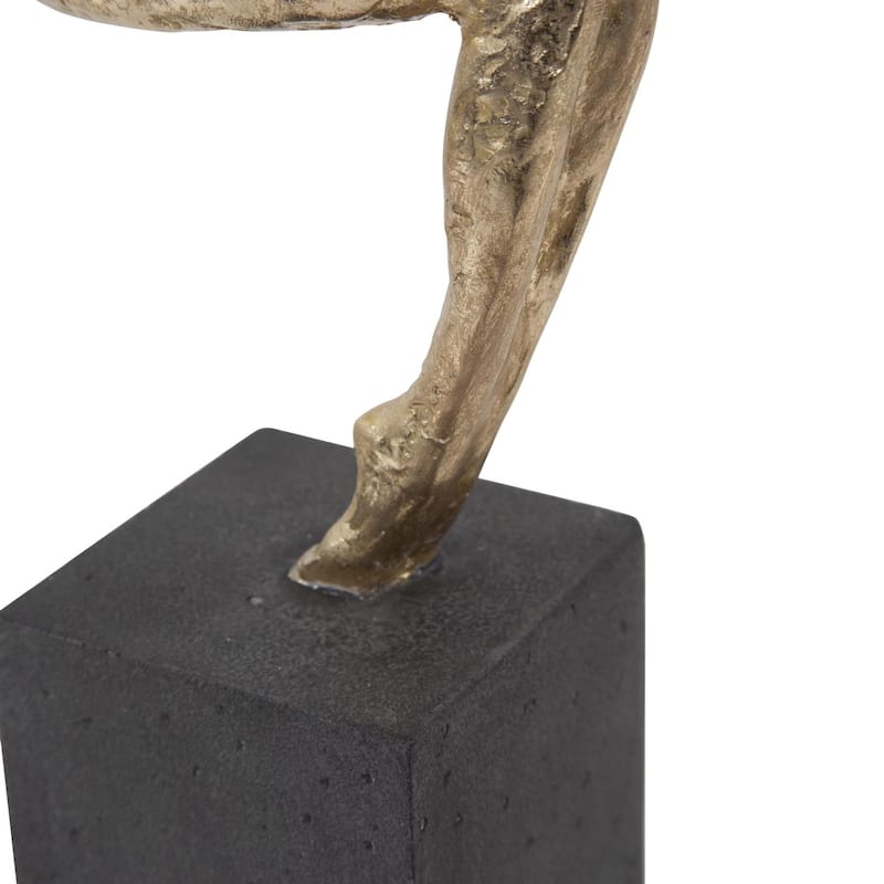 Allan Andrews Gold Resin Utkatasana Yoga Pose Sculpture on Graphite Base - 13.75"H x 3.25"W x 6.5"D
