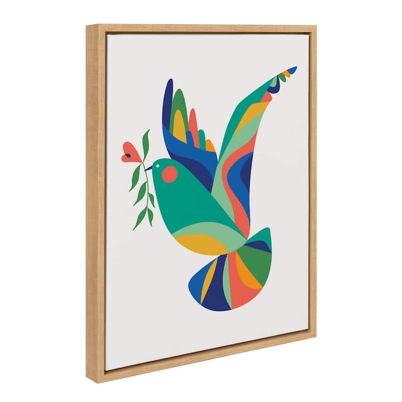 Kate and Laurel Sylvie Bird of Peace Framed Canvas by Rachel Lee - 18x24 - Natural