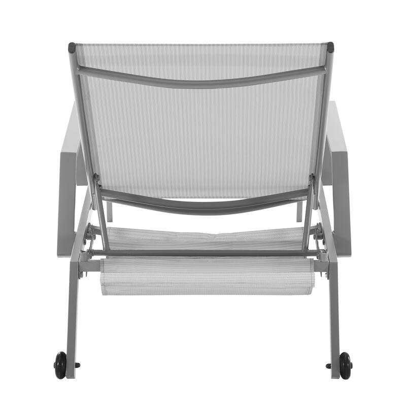 Corvus Sorrento Outdoor Sling Fabric Adjustable Chaise Lounge with Arms