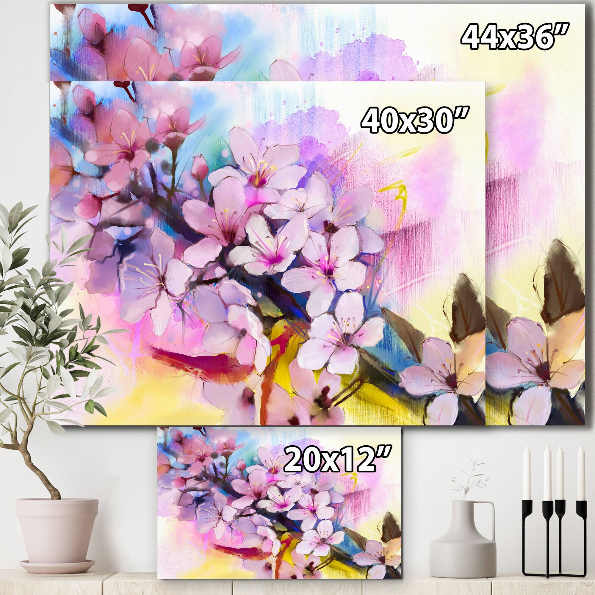 Designart "Cherry Blossom In Spring" Traditional Canvas Wall Art Print