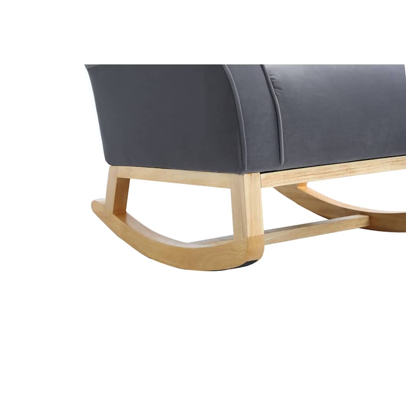 Nursery Rocking Chair with High Back, Modern Baby Room Rocker with Padded Seat, Comfortable Fabric Armchair