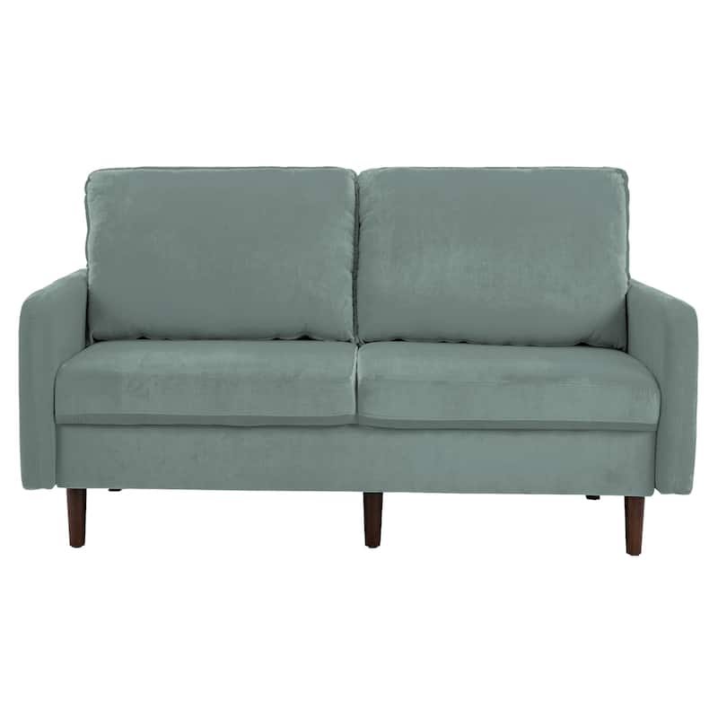 Velvet Loveseat Sofa With Wood Legs