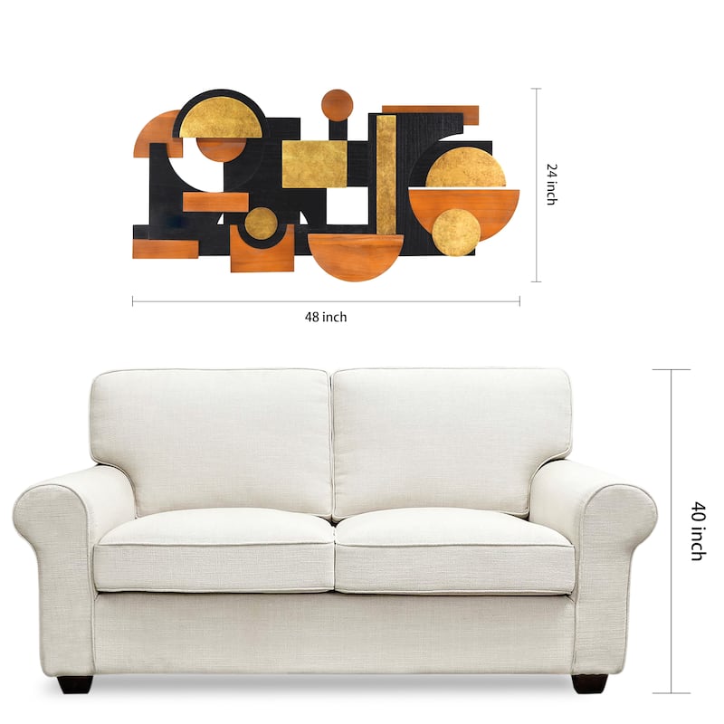 "Amber Embraces" Hand Made & Hand Finished Dimensional Solid Paulownia Wood Abstracts Wall Art