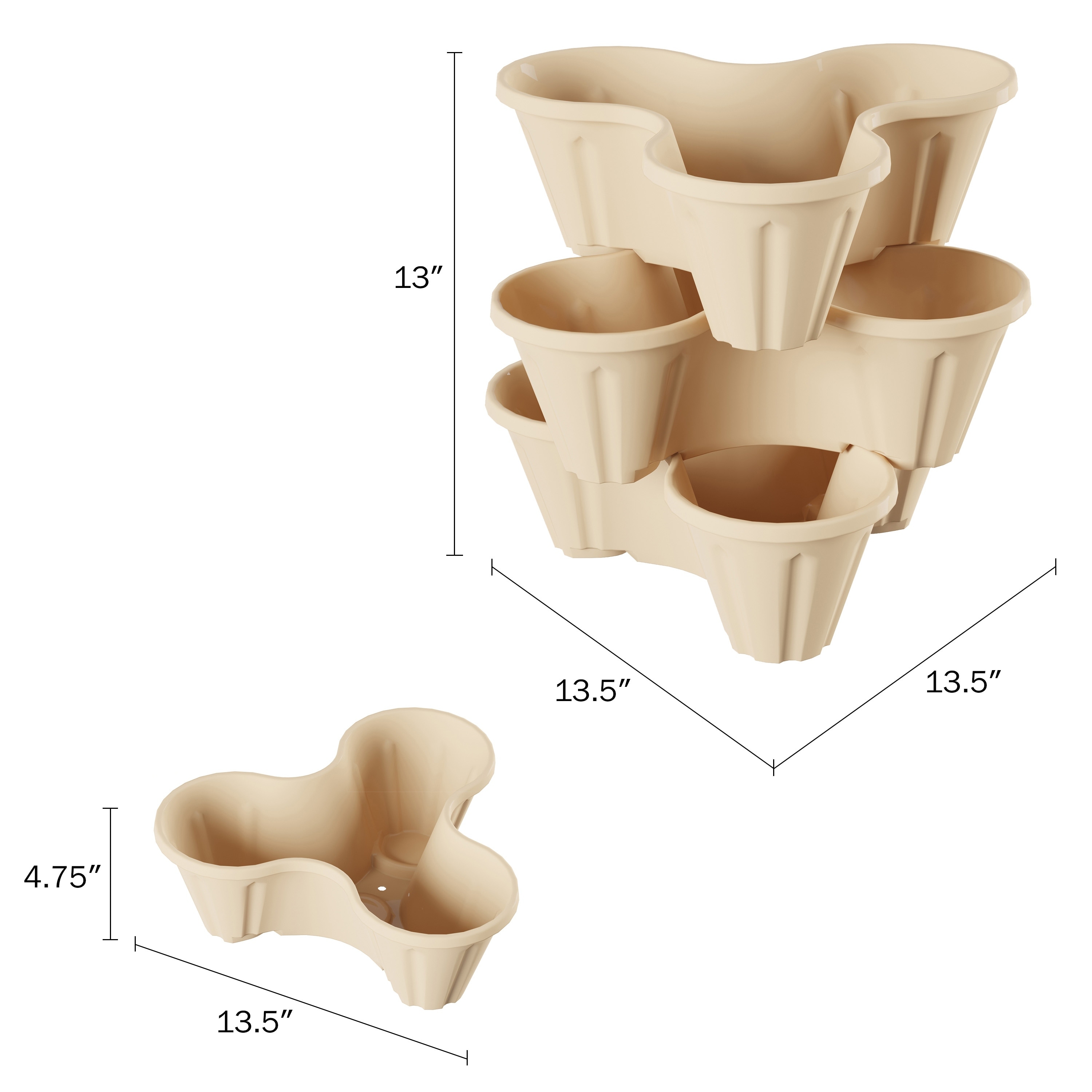 Set of 3 Stacking Planter Tower - 3-Tier Space Saving Flower Pots by Pure  Garden - 13.5 x 10.75 x 4.75 - On Sale - Bed Bath & Beyond - 29797231