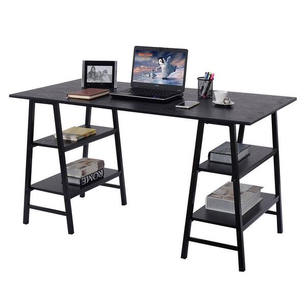 Shop Costway 55 Trestle Computer Desk Pc Laptop Writing Table