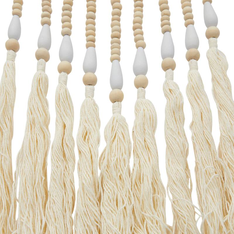 CosmoLiving by Cosmopolitan Multi Colored Cotton Fabric Handmade Beaded Macrame Home Wall Decor with Fringe Tassels (Set of 3)