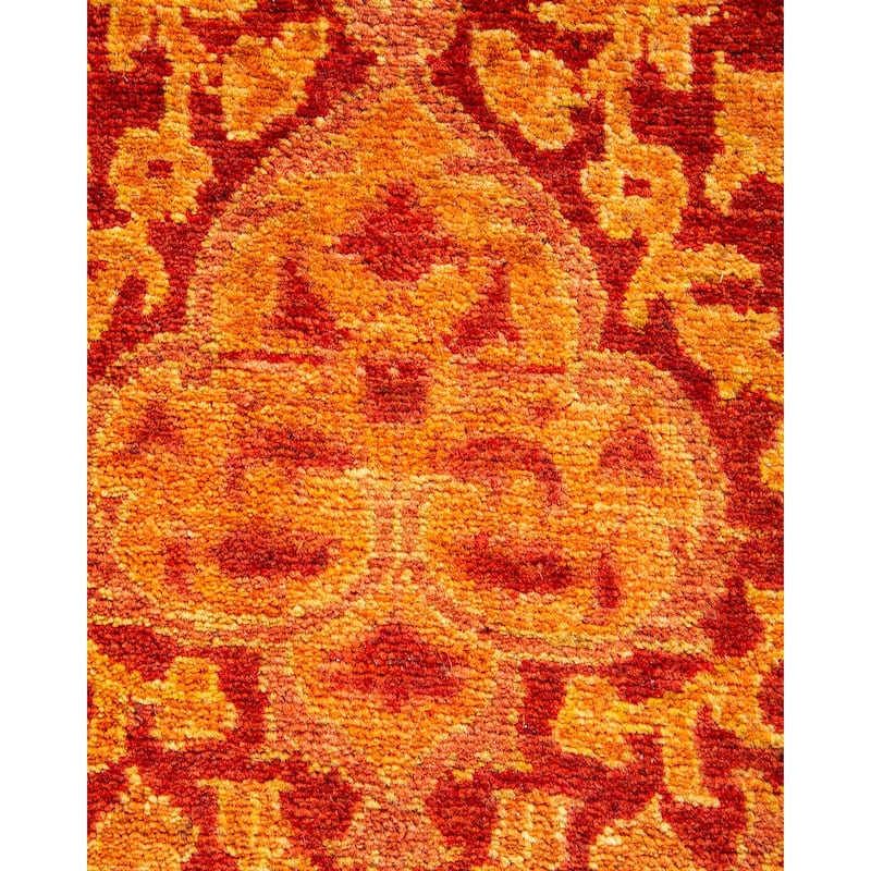 Overton Hand Knotted Wool Traditional Oriental Orange Runner