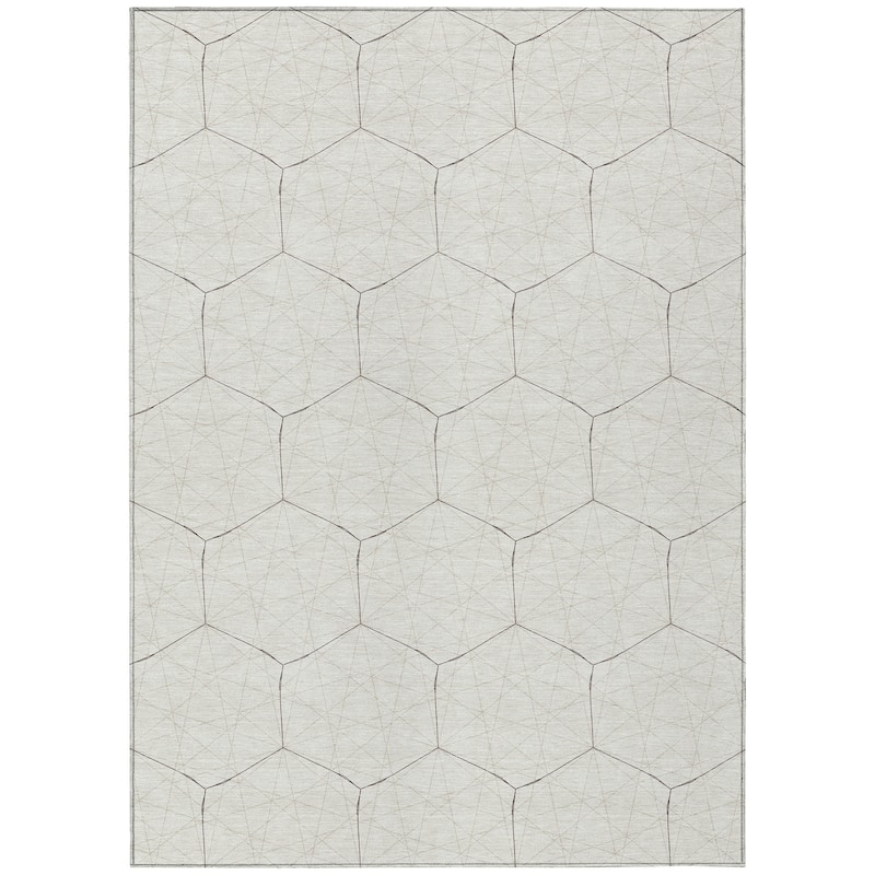 Machine Washable Indoor/ Outdoor Mosaic Geo Chantille Rug