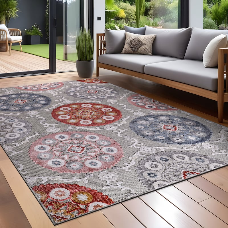 Beverly Rug Equator Medallion Bohemian Indoor Outdoor Area Rug