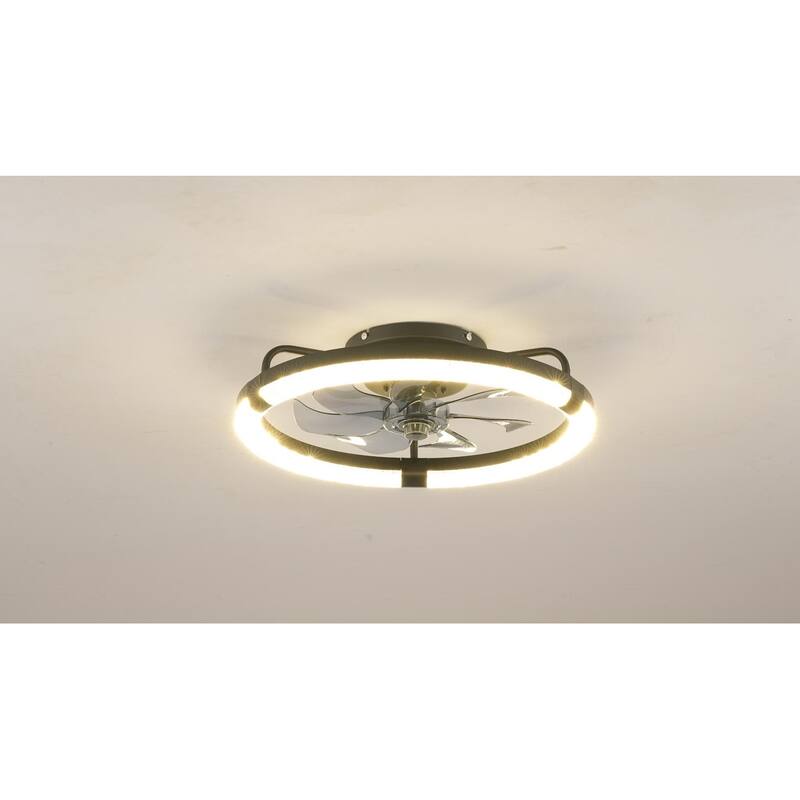 20" Ceiling Fans with Kit, LED Light Source and Remote Control, 3000-6500K Dimmable Modern Flush Mount LED Fan Light
