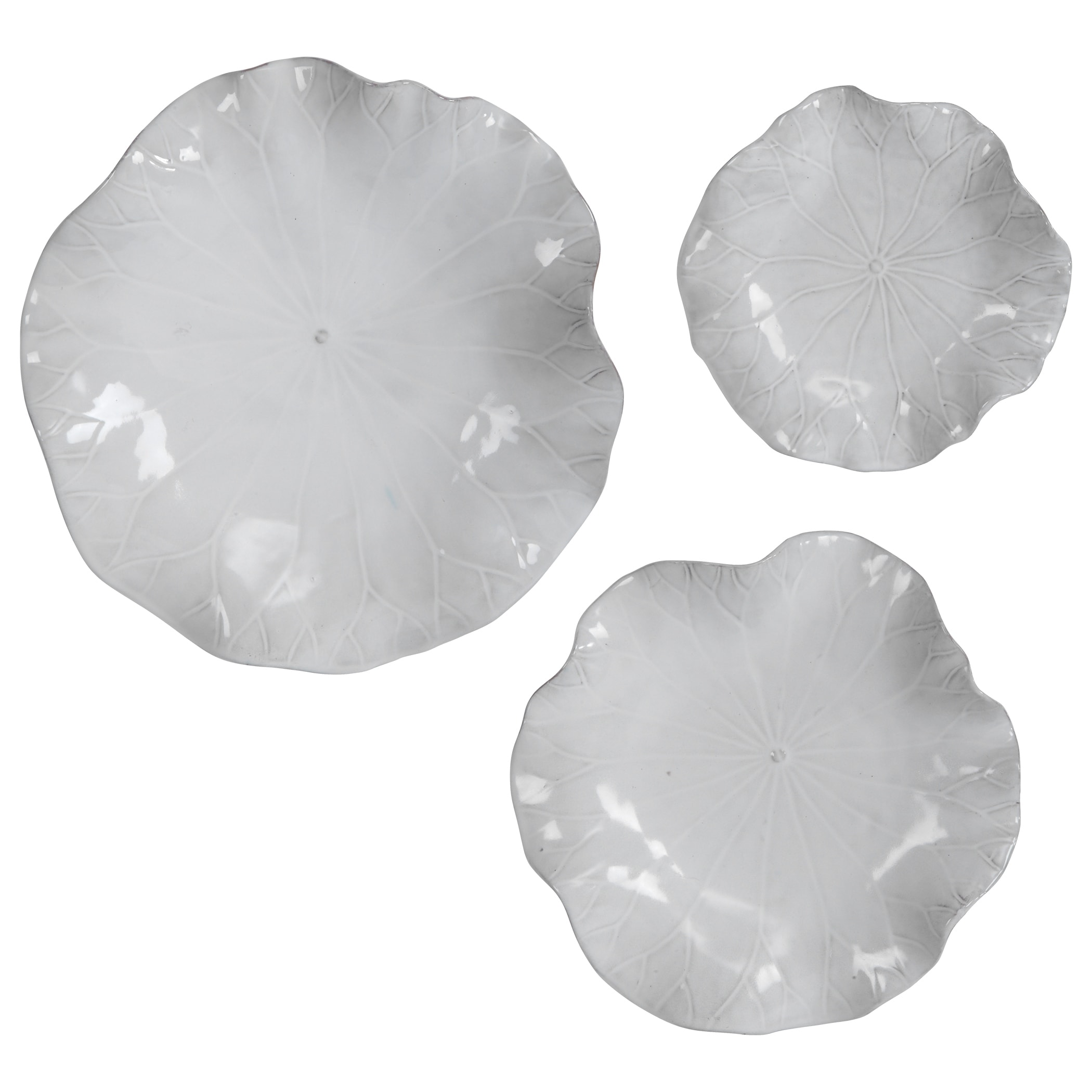 Uttermost Abella White Ceramic Wall Decors (Set of 3)