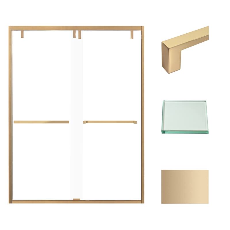 Eden 60 in. W x 80 in. H By-Pass Semi-Frameless Shower Door with Clear Glass - 56-60-in W x 80-in H