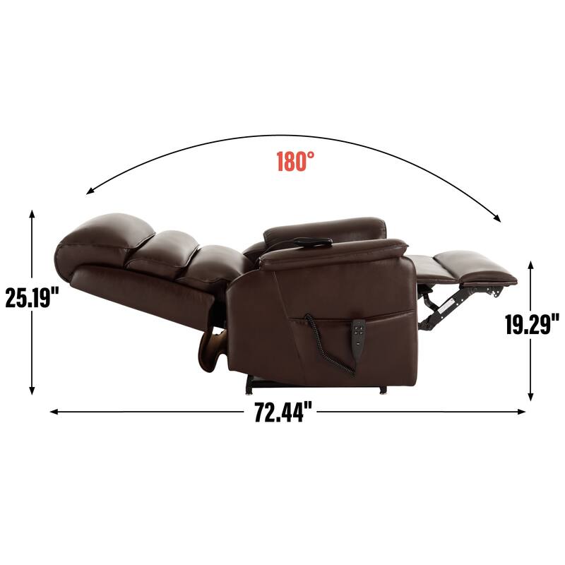 Dual Motor Power Lift Recliner Chair for Elderly, Leatheraire Lay Flat Lift Recliner Chair with Power-Remote, Heat and Massage