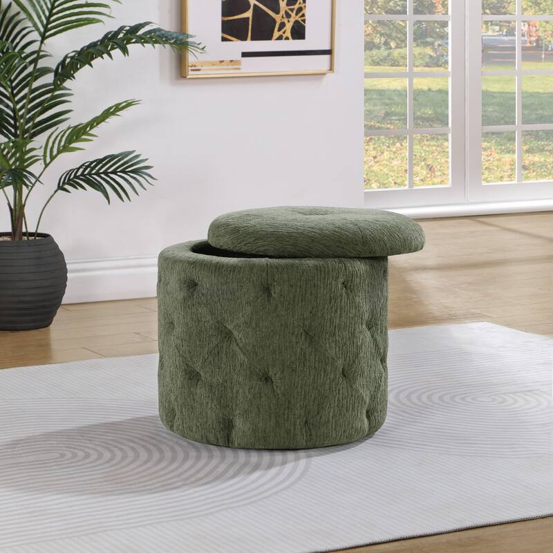 Erindale Round Storage Ottoman - Pine