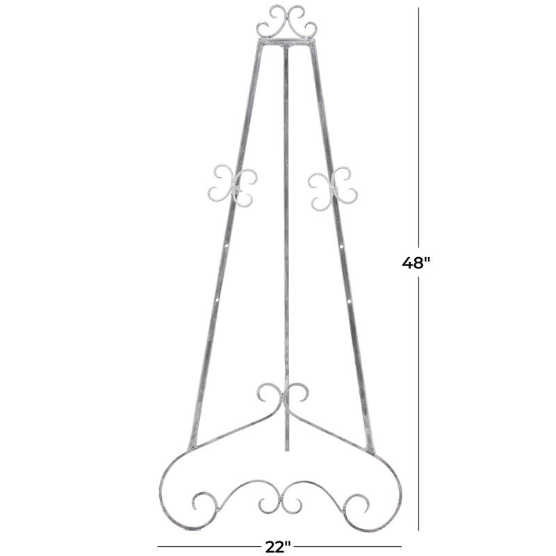 Gray Metal Large Adjustable 3 Tier Scroll Display Easel with Chain Support