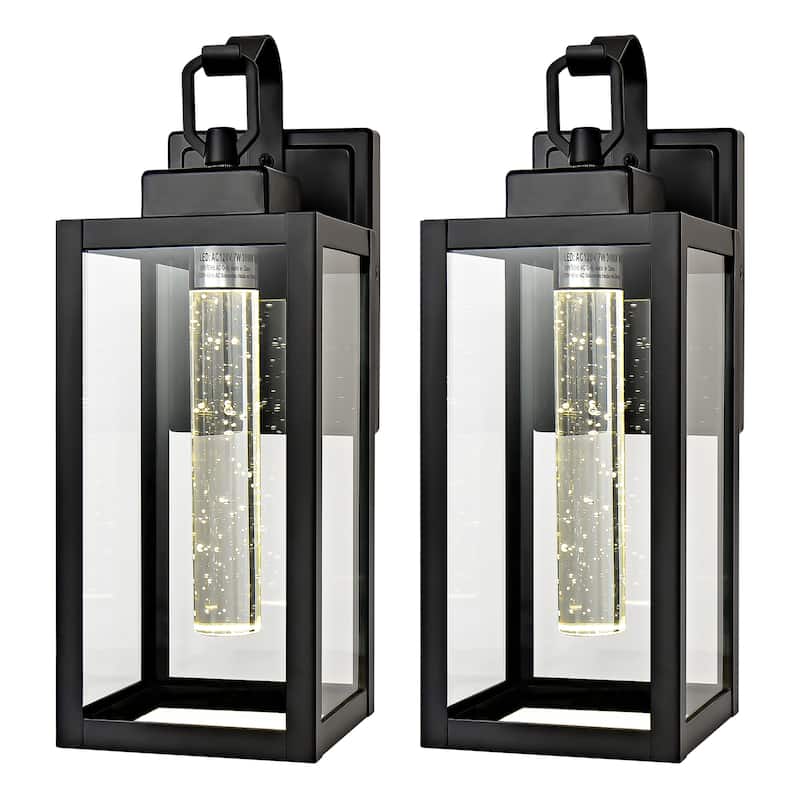 2 Pack 7W LED Black Outdoor Wall Sconce - Matte Black
