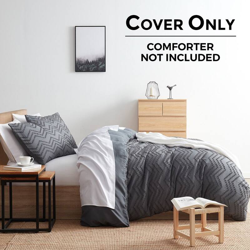 Nestl Boho Tufted Embroidery Double Brushed Duvet Cover with Button Closure