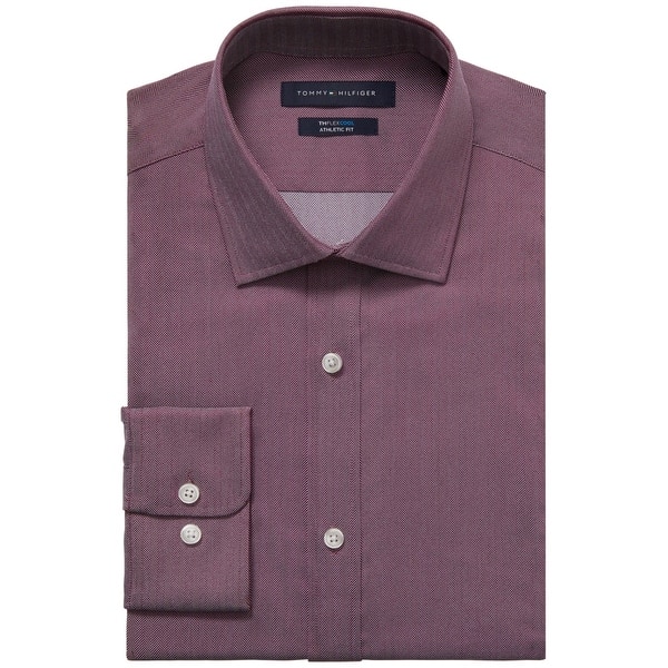 Tommy Hilfiger Men's Flex Cool Athletic Fit Dress Shirt Red Size 15.5X34X35  - Bed Bath & Beyond - 40640788