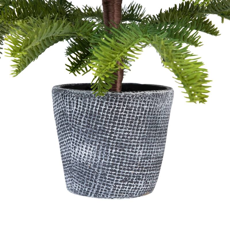 Pine Artificial Christmas Tree in Round Gingham Pot - 28" - Unlit - 2 Foot