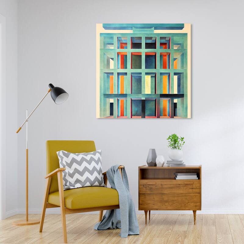 Wynwood Studio Abstract Gated Entrace Jade Blue and Teal Modern & Contemporary Wall Art Canvas Print - 30 x 30