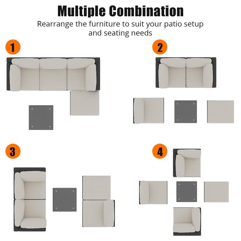 5 Pieces Outdoor Patio Furniture Set Rattan Wicker