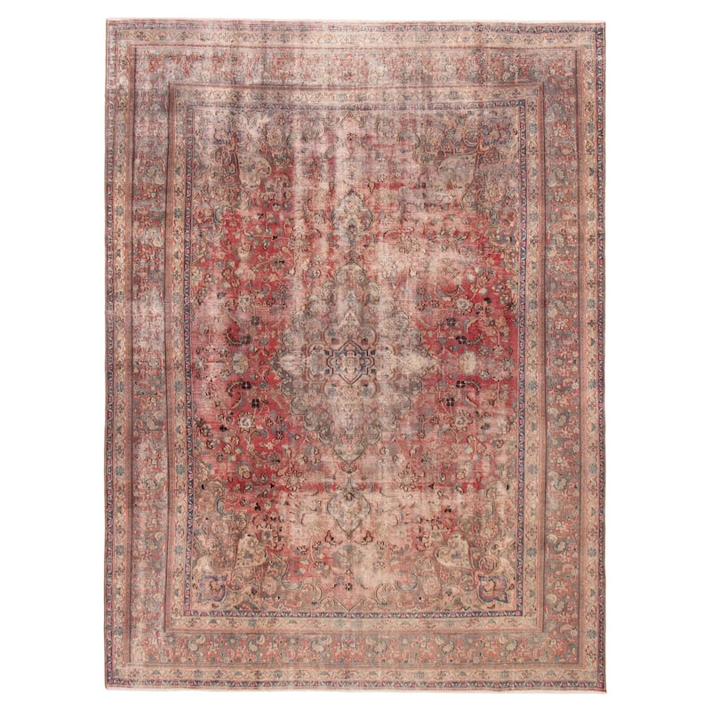 ECARPETGALLERY Hand-knotted Antalya Vintage Red Wool Rug - 9'4 x 12'7 - Red - 9'4 x 12'7
