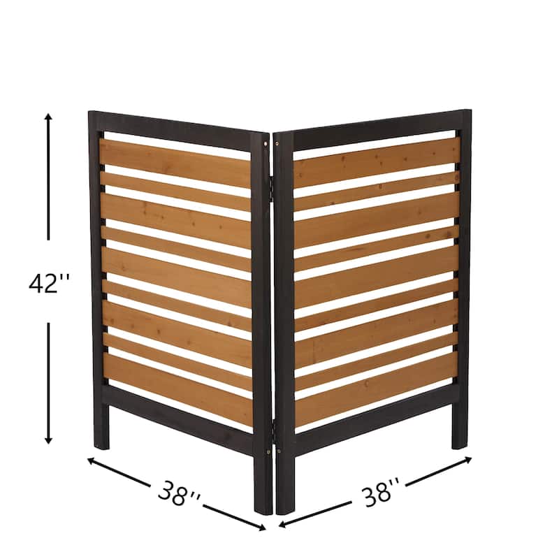 2-Panel Outdoor Air Conditioner Fence Screen, Outside Wood Privacy Fence, Backyard Garden Patio 38" W x 42" H