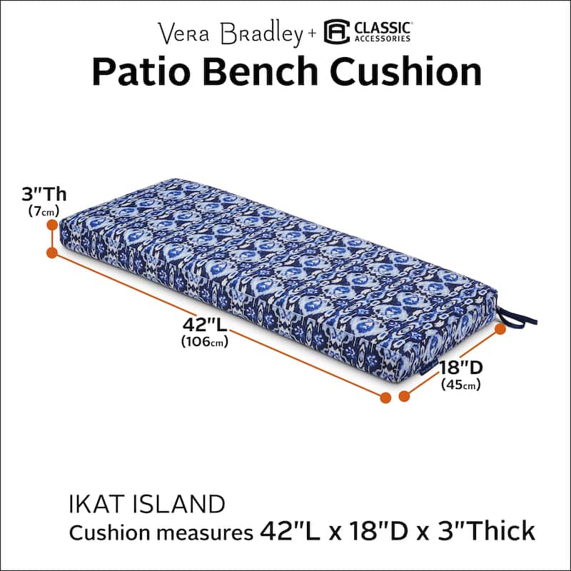 Vera Bradley by Classic Accessories Water-Resistant Patio Bench Cushion