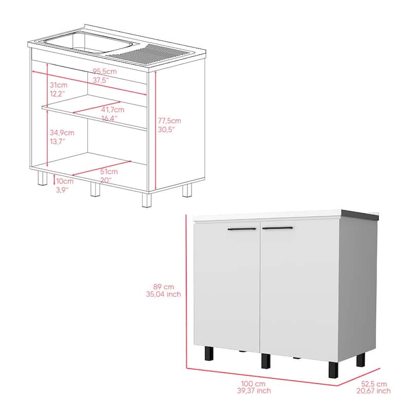 Napoles-2 39" Wide Double Door Utility Sink Stainless steel - N/A
