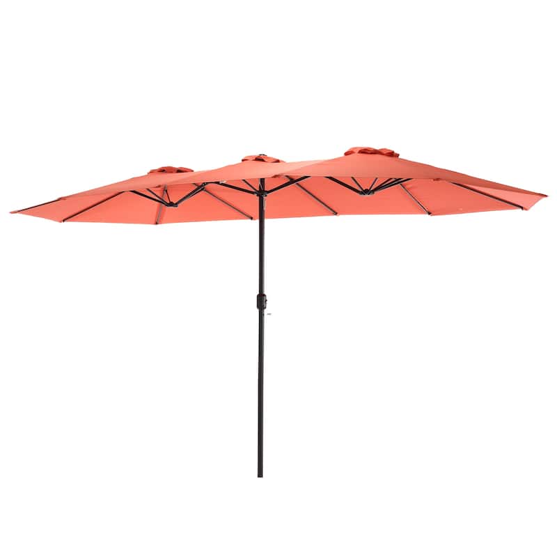 HOMEFUN 14.8 Ft Double Sided Outdoor Umbrella Rectangular Large with Crank