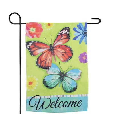 Welcome Butterflies Outdoor Floral Garden Flag 12.5" x 18"