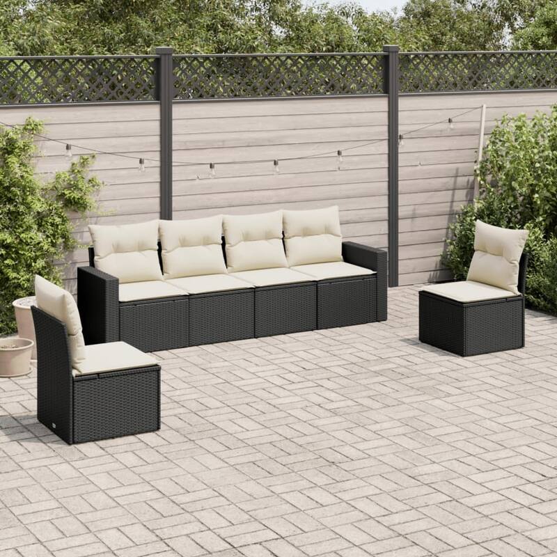 vidaXL Garden Sofa Set Black, Cream white - 24.4 x 25.8 x 27.2