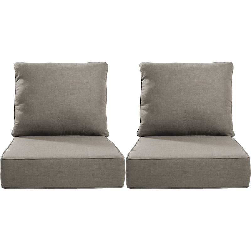 Luxury 6" Outdoor Cushions for Patio Furniture, 24x24x6 Cushion Set, Fade Resistant Replacement Cushions with Removable Cover - Grey - 2 Set