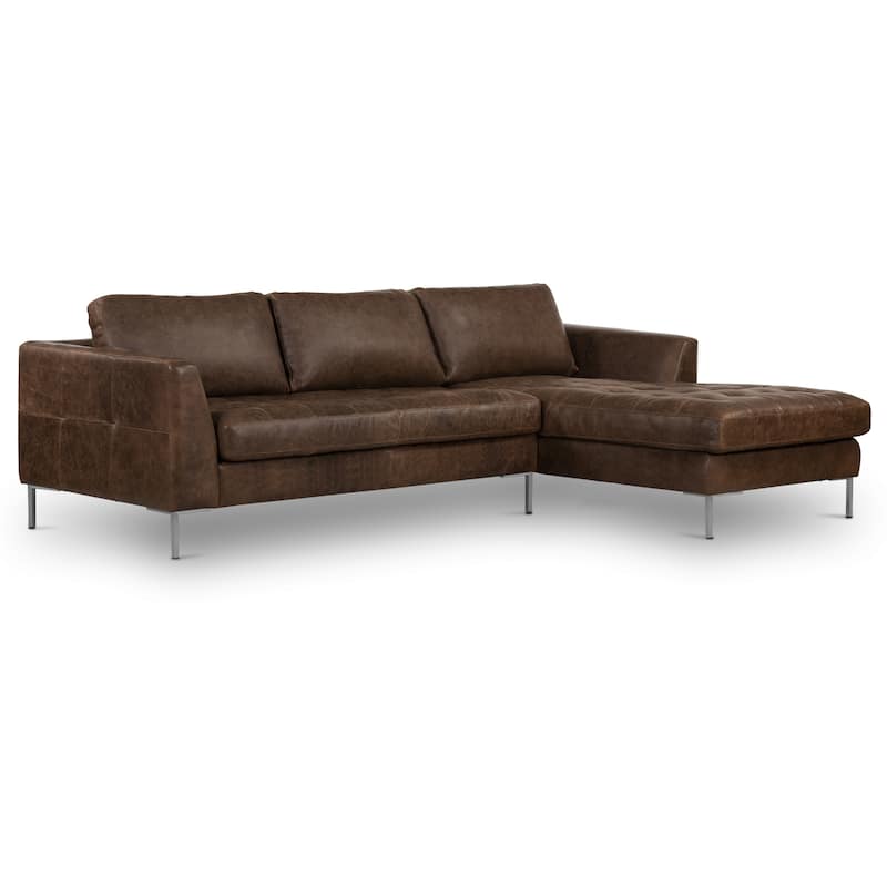 Poly & Bark Calle 114" Right-Facing Sectional - Full Grain Genuine Italian Leather