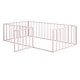 preview thumbnail 6 of 8, Pink Twin Size Metal Floor Bed Frame with Fence & Door
