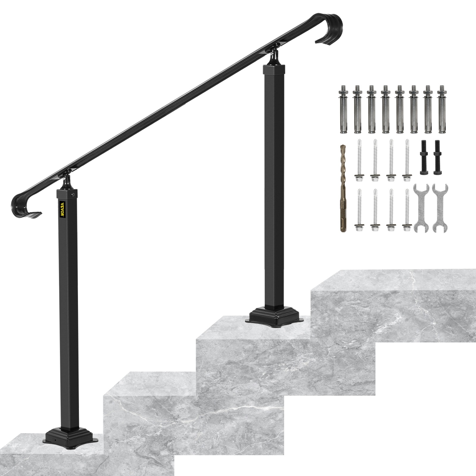 VEVOR Outdoor Stair Railing, Fits for 1-5 Steps Transitional