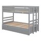 preview thumbnail 7 of 7, Gray Twin Over Pull-out Bunk Bed with Trundle, Convertible, Guardrail