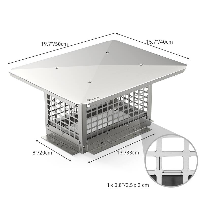 17" x 29" Chimney Cap with Adjustable Metal Strips