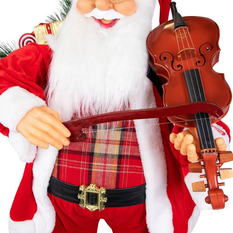 Animated and Musical Santa with Violin Christmas Figurine - 32"