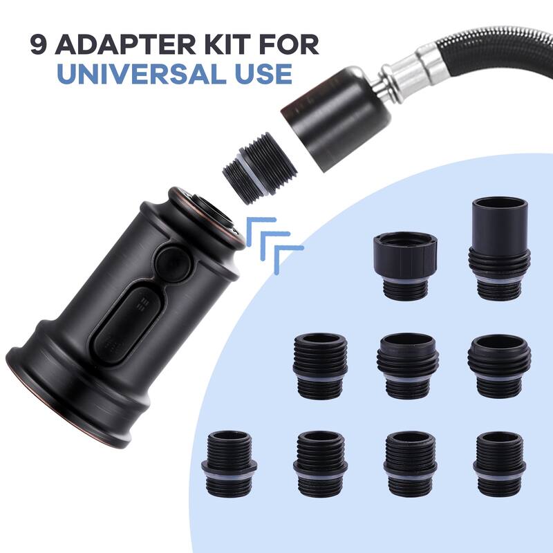 WOWOW Pull Down Kitchen Faucet Spray Head with 9 Adapters Kit