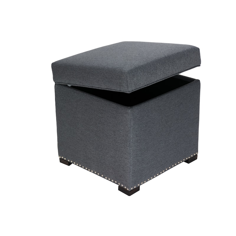 TAMI Corona Square Upholstered Nail Trimmed Storage Ottoman