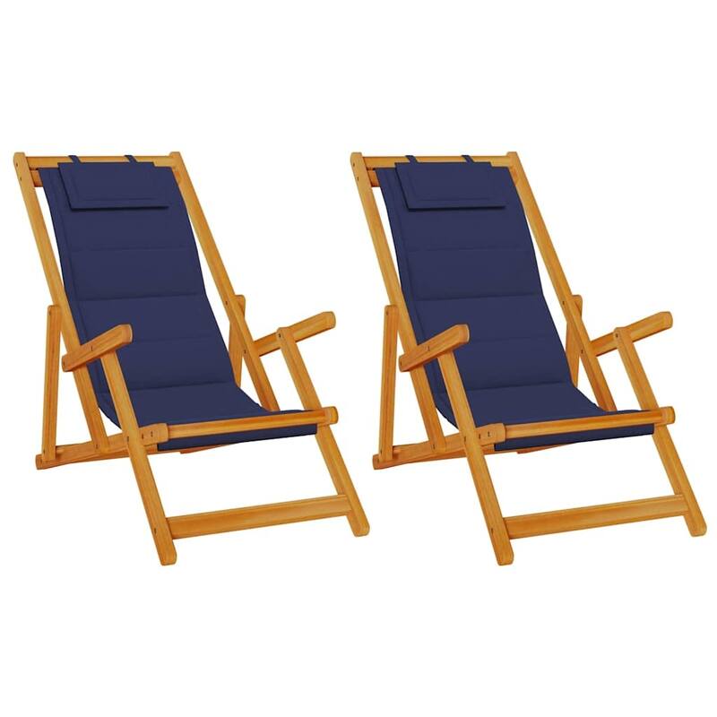 vidaXL Beach Chair 61.5 x 123 x 82cm Solid Acacia wood - 24.2 x 48.4 x 32.3 in