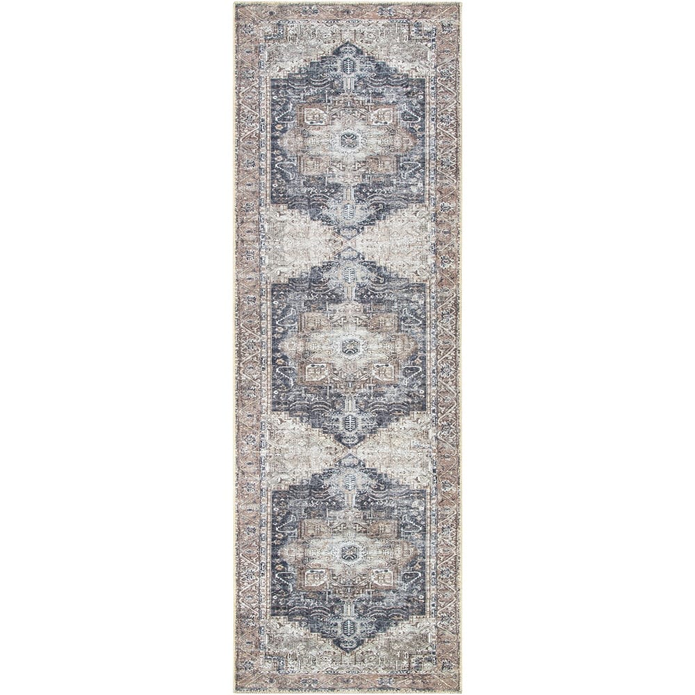Livabliss Zakariya Vintage Medallion Machine Washable Area Rug