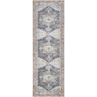 Livabliss Zakariya Vintage Medallion Machine Washable Area Rug