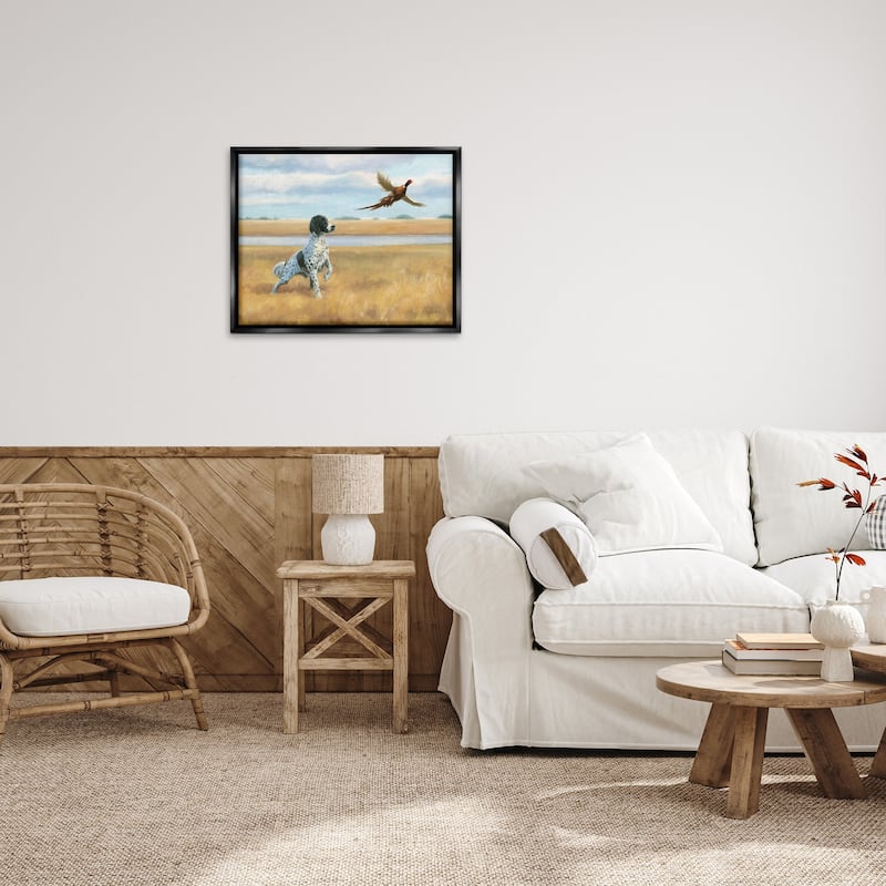 Stupell Pointer Dog & Pheasant Framed Floater Canvas Wall Art Design by James Wiens