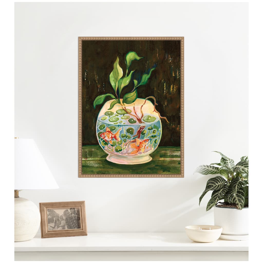 Kate and Laurel Goldfish Garden by Lucia Gianello Framed Canvas Wall Art Print